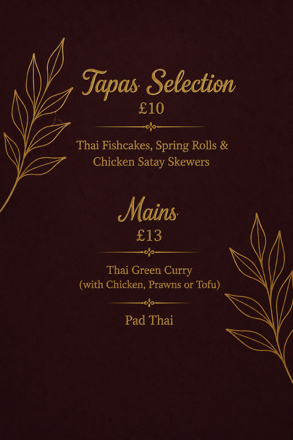 Thai Menu